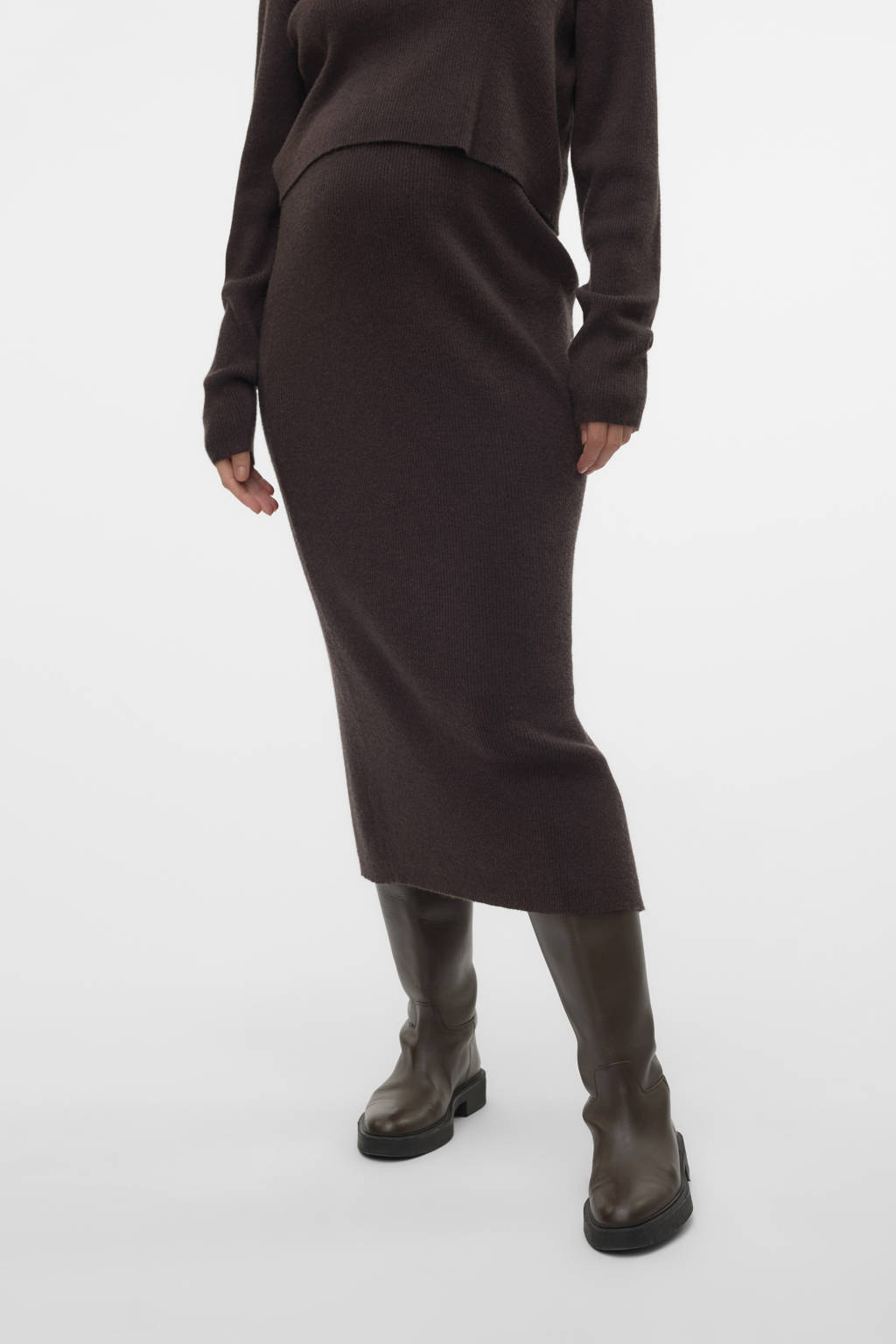 MAMALICIOUS zwangerschaps midi rok bruin