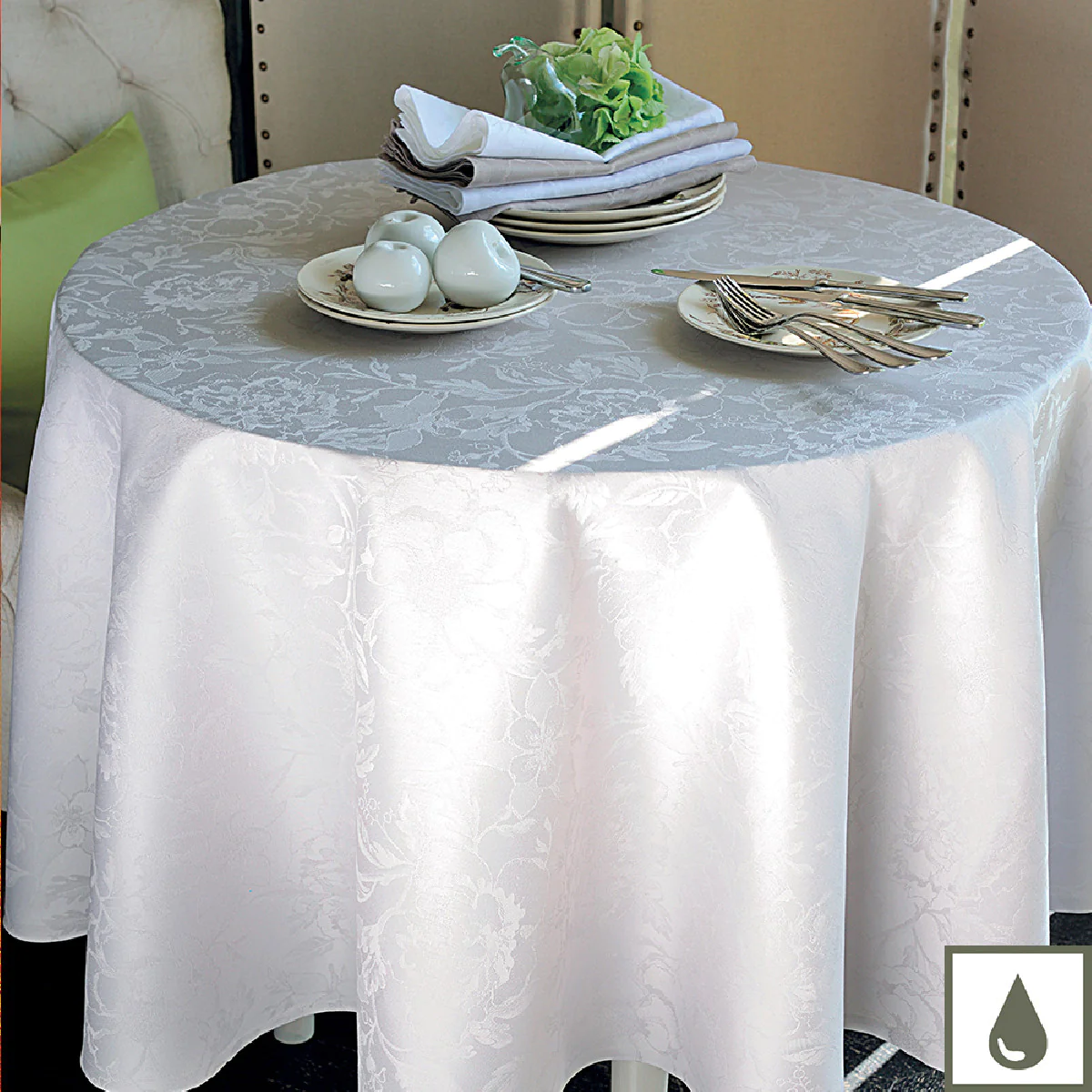 Nappe ronde enduit imperméable pur coton Diam. 175 cm Garnier Thiebaut