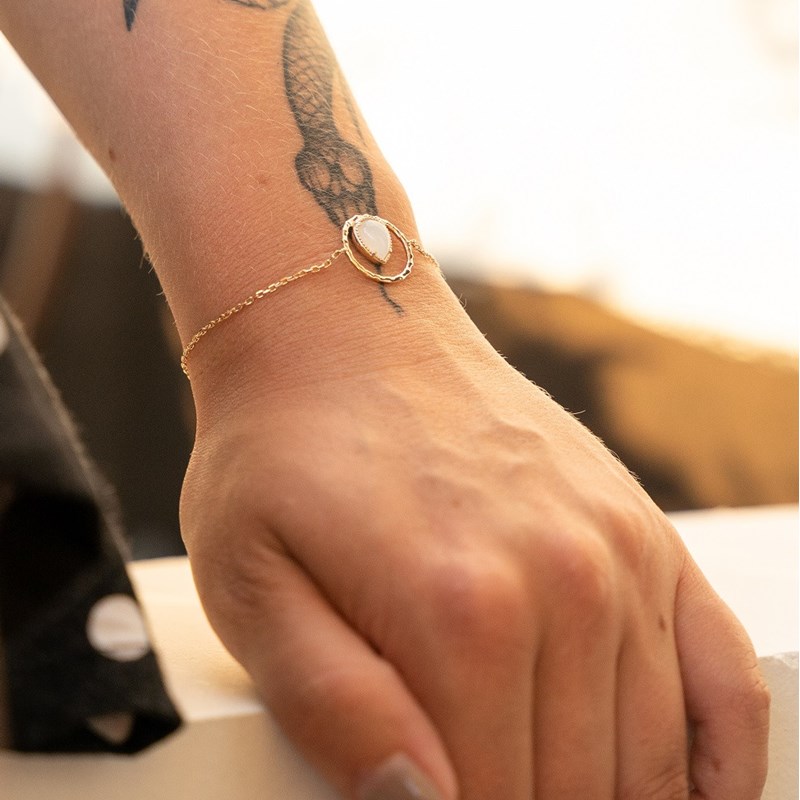 Bracelet Fin Plaqué Or Pierre de Lune Pierres Precieuses