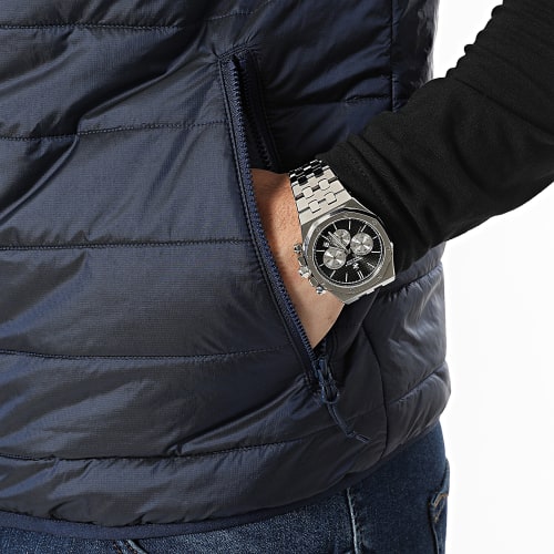 Doudoune Sans Manches A Bandes HL9216 Bleu Marine