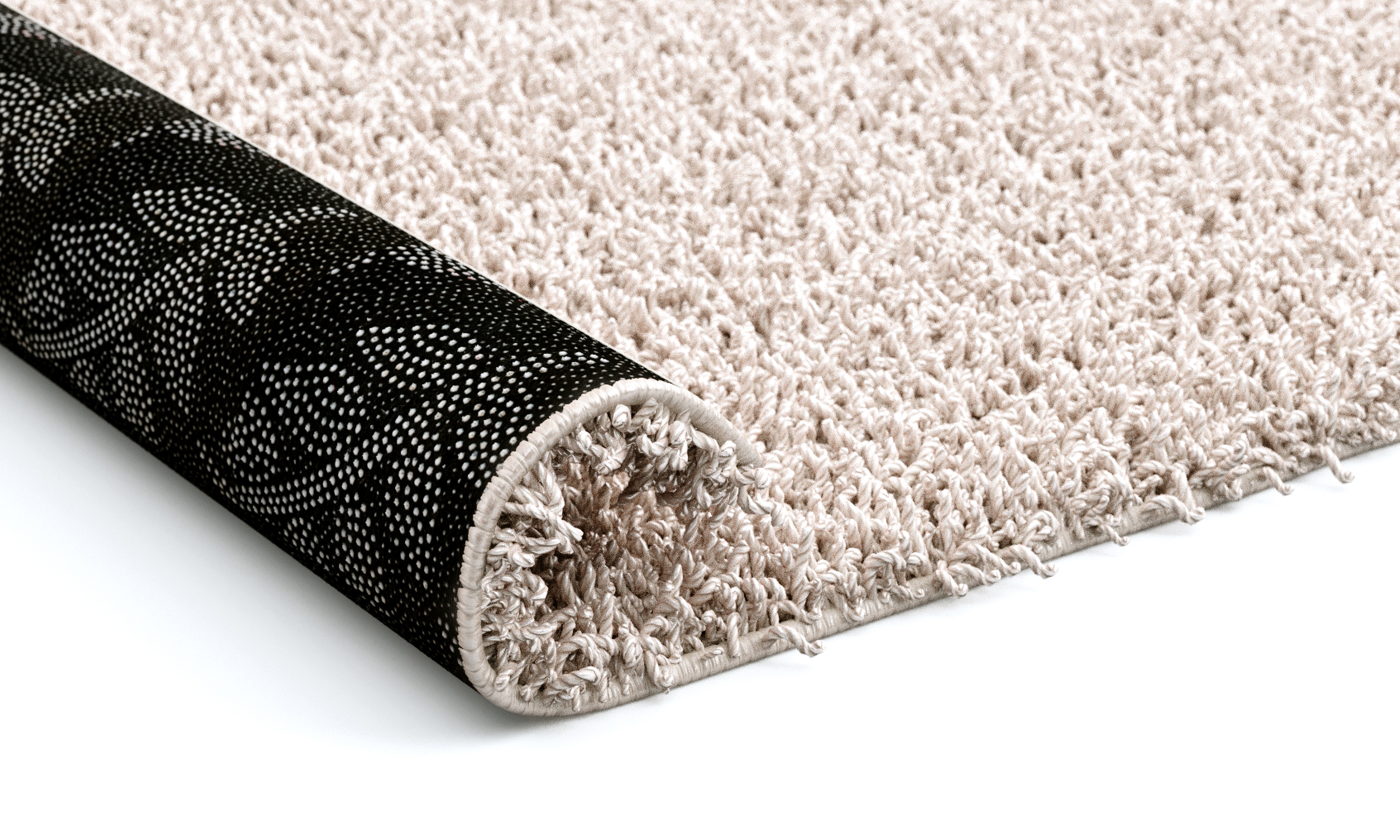 Hochflor Teppich rund 120 cm creme