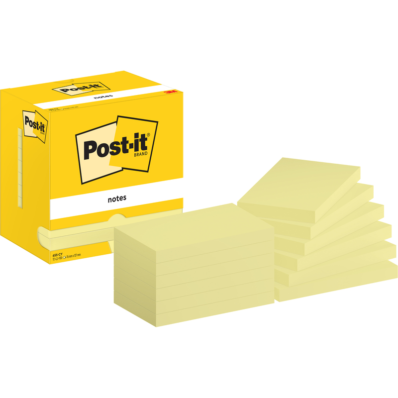 Post-it Haftnotizen, 76 x 127 mm, 12 x 100 Blatt