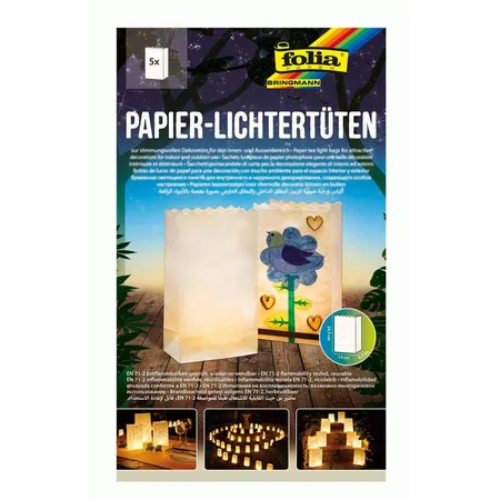 Folia Lichtertüten aus schwer entflammbarem Papier, blanko, 5 Stück