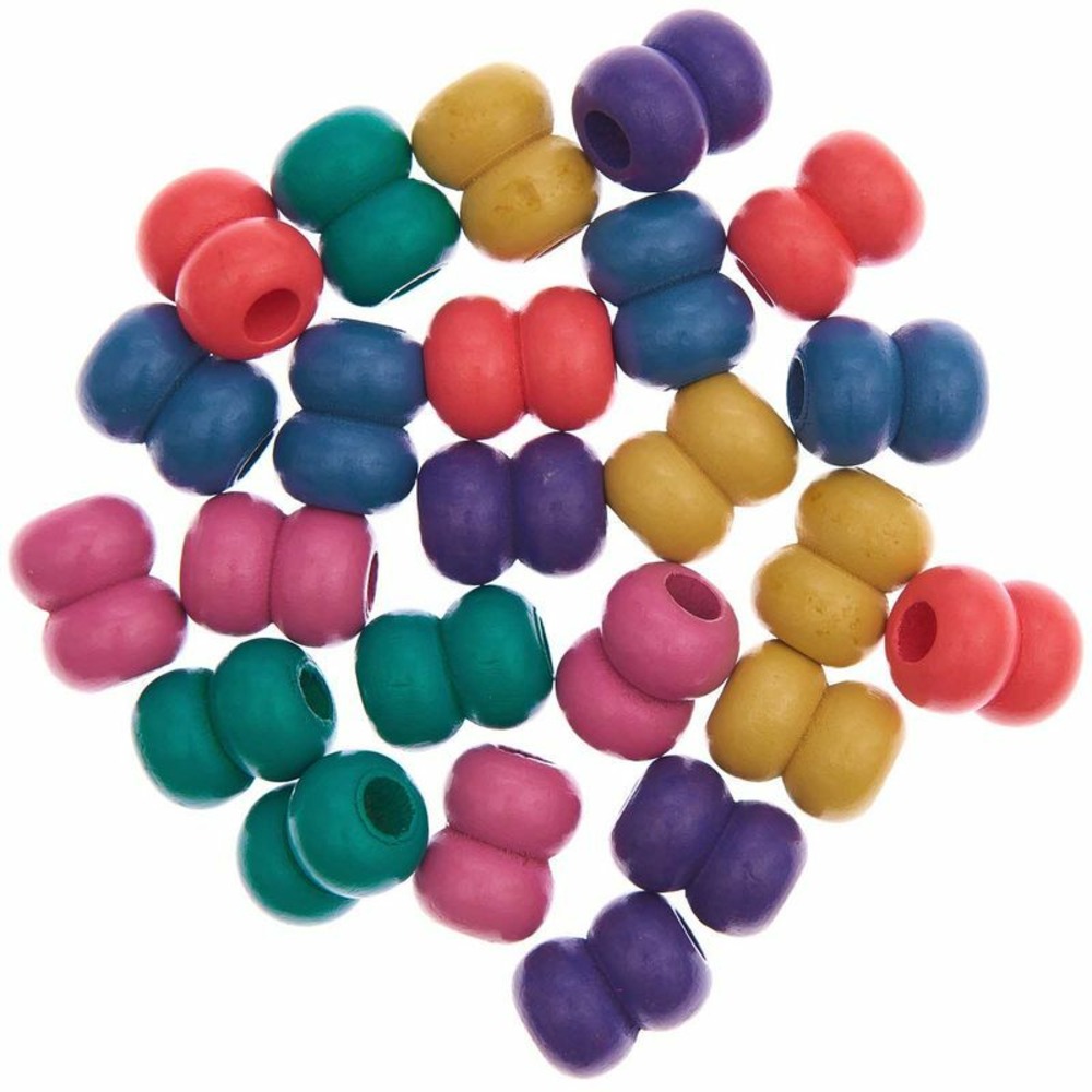 24 perles rondes doubles - bois arc-en-ciel - 22 mm
