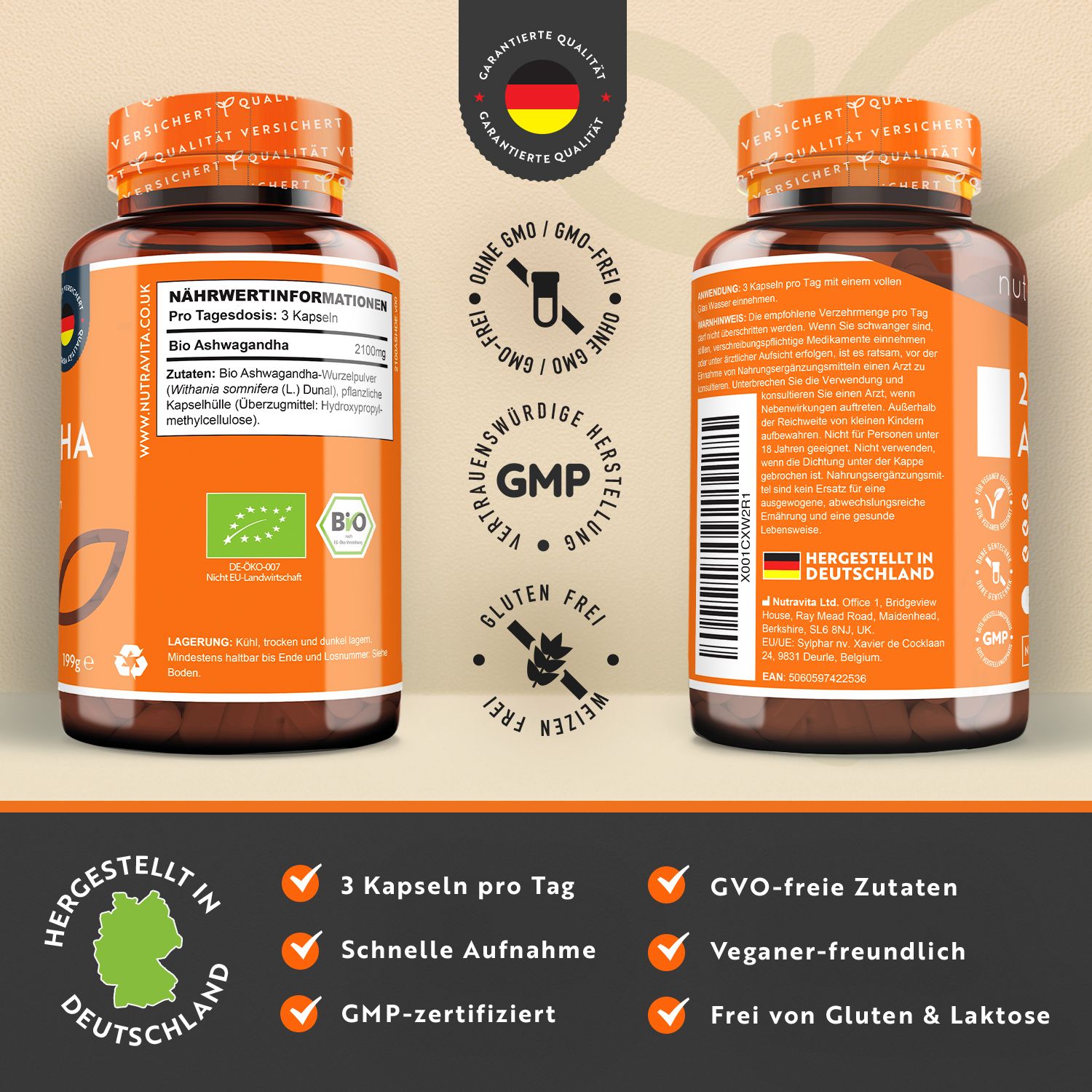 Nutravita 2100 mg Bio Ashwagandha hochdosiert