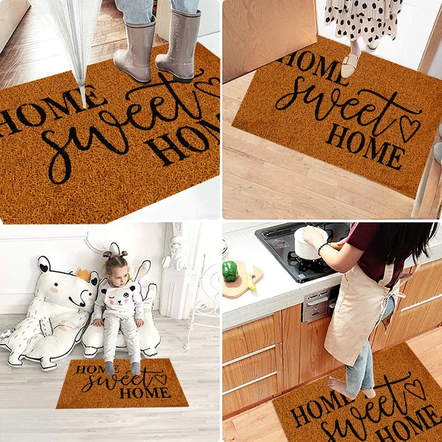 (60x40cm) Fussmatte Anti-Rutsch Türmatte Boden Teppich - Home Sweet Home / Herz