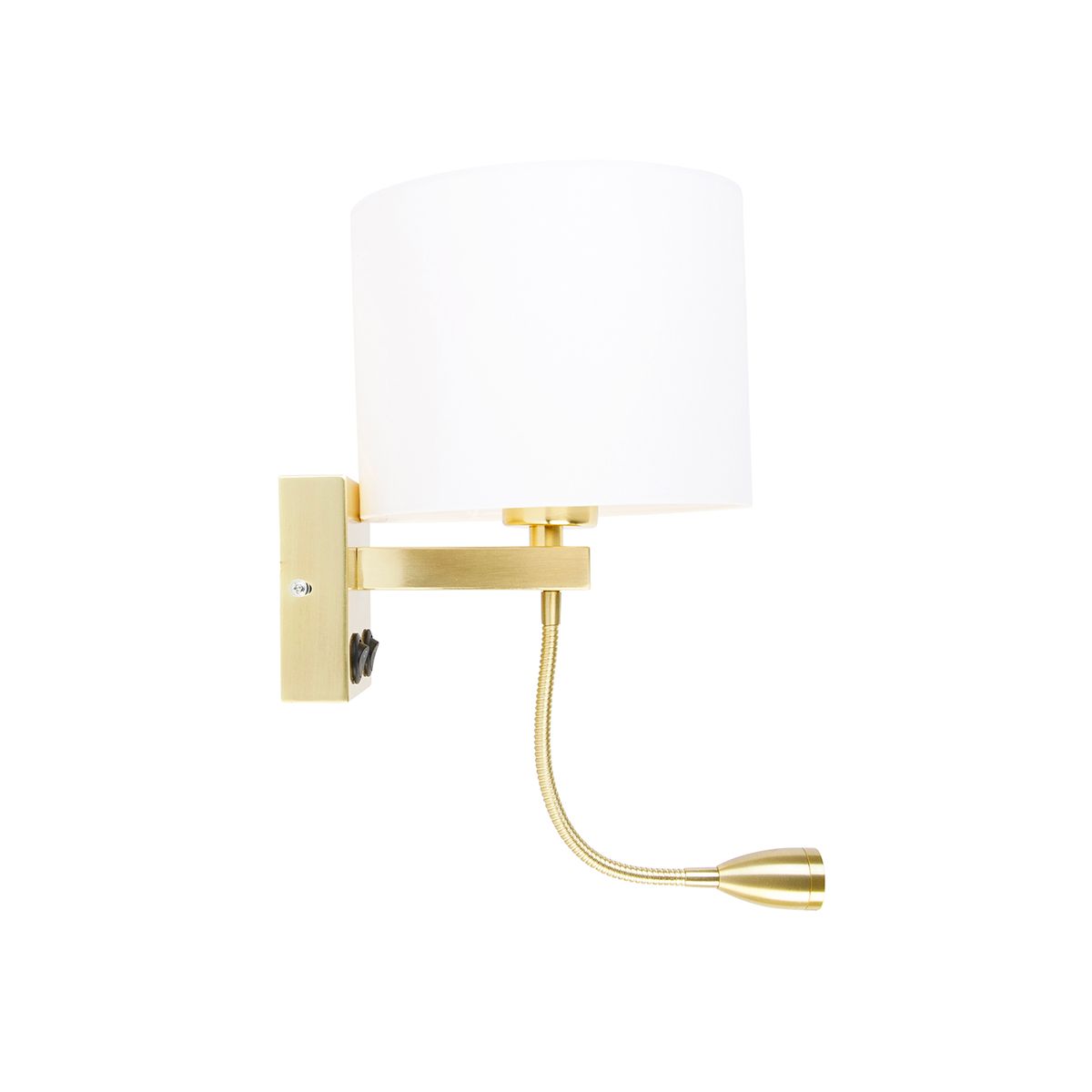Wandlamp goud met USB en kap wit 18 cm - Brescia Combi