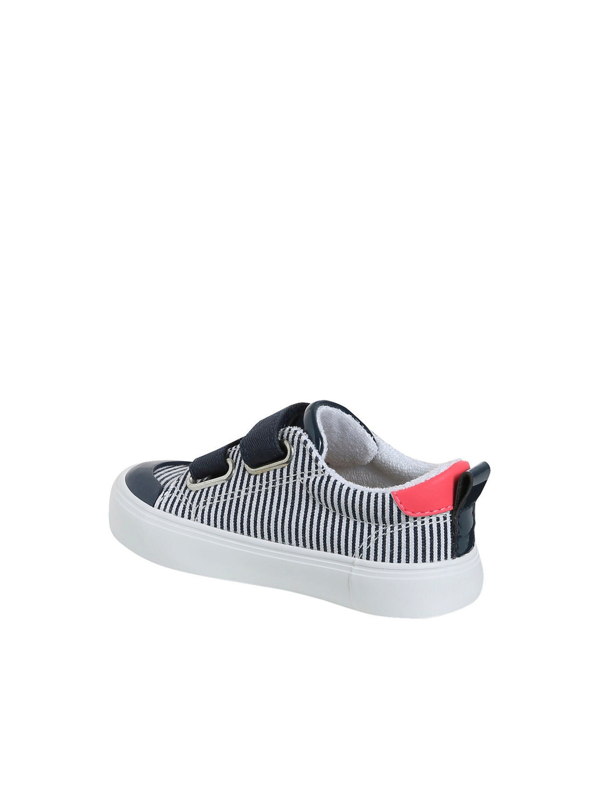 Vertbaudet Gestreifte Baby Stoff-Sneakers mit Klett blau gestreift