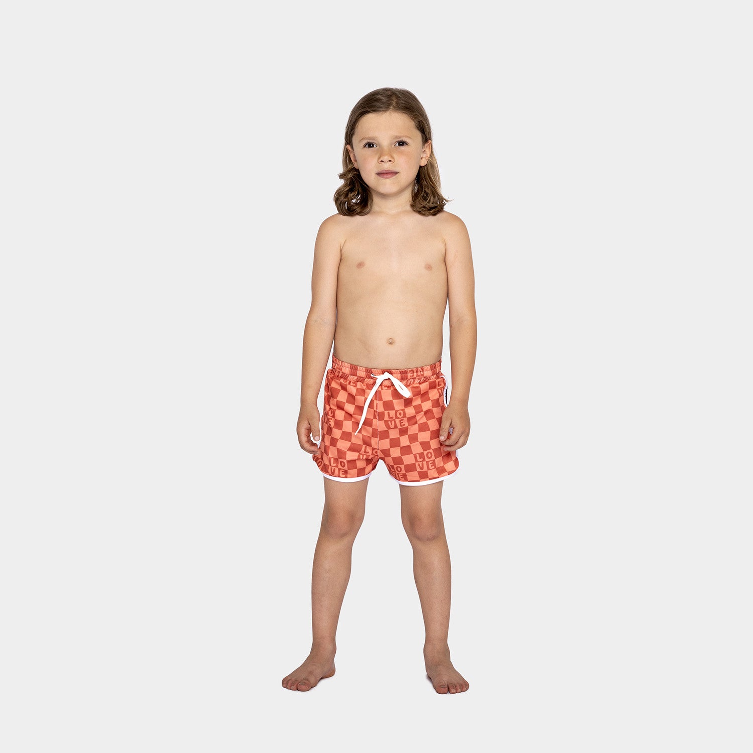 Badeshorts UPF 50  Checkered Love Red Coral