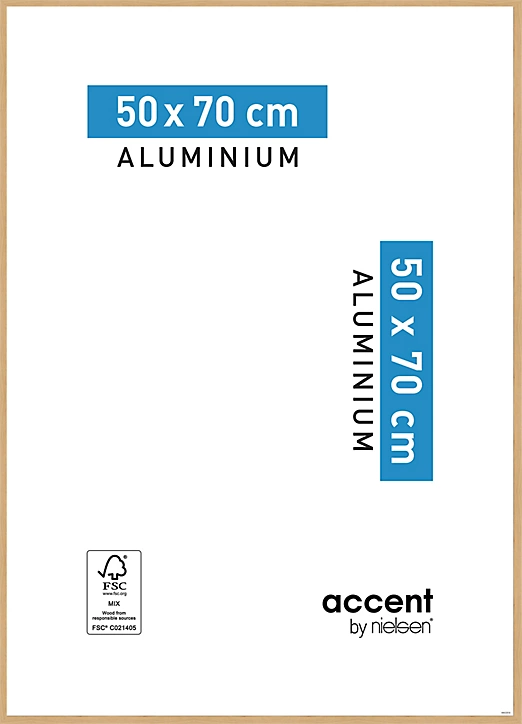 Cadre photo aluminium chêne Accent l.50 x H.70 cm