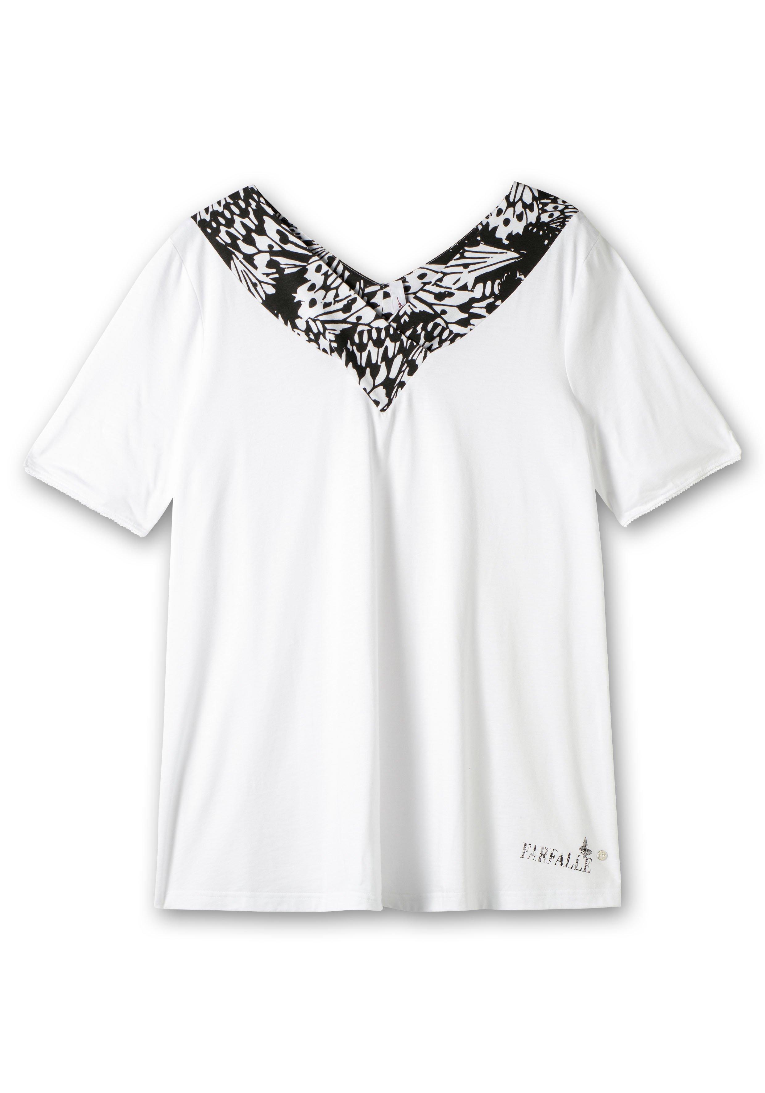Shirt in A-Linie, mit breiter Blende am V-Ausschnitt
