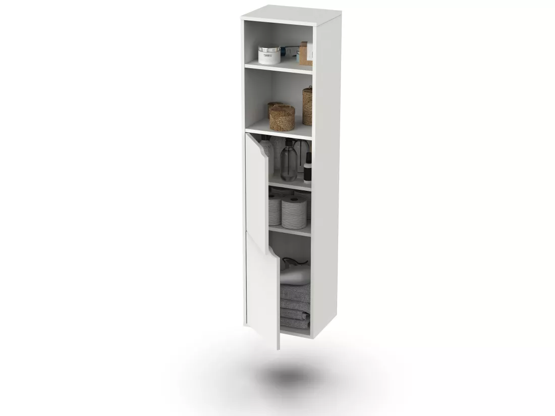 Colonne SDB coloris blanc - Hauteur 150 x Longueur 36 x Profondeur 30 cm