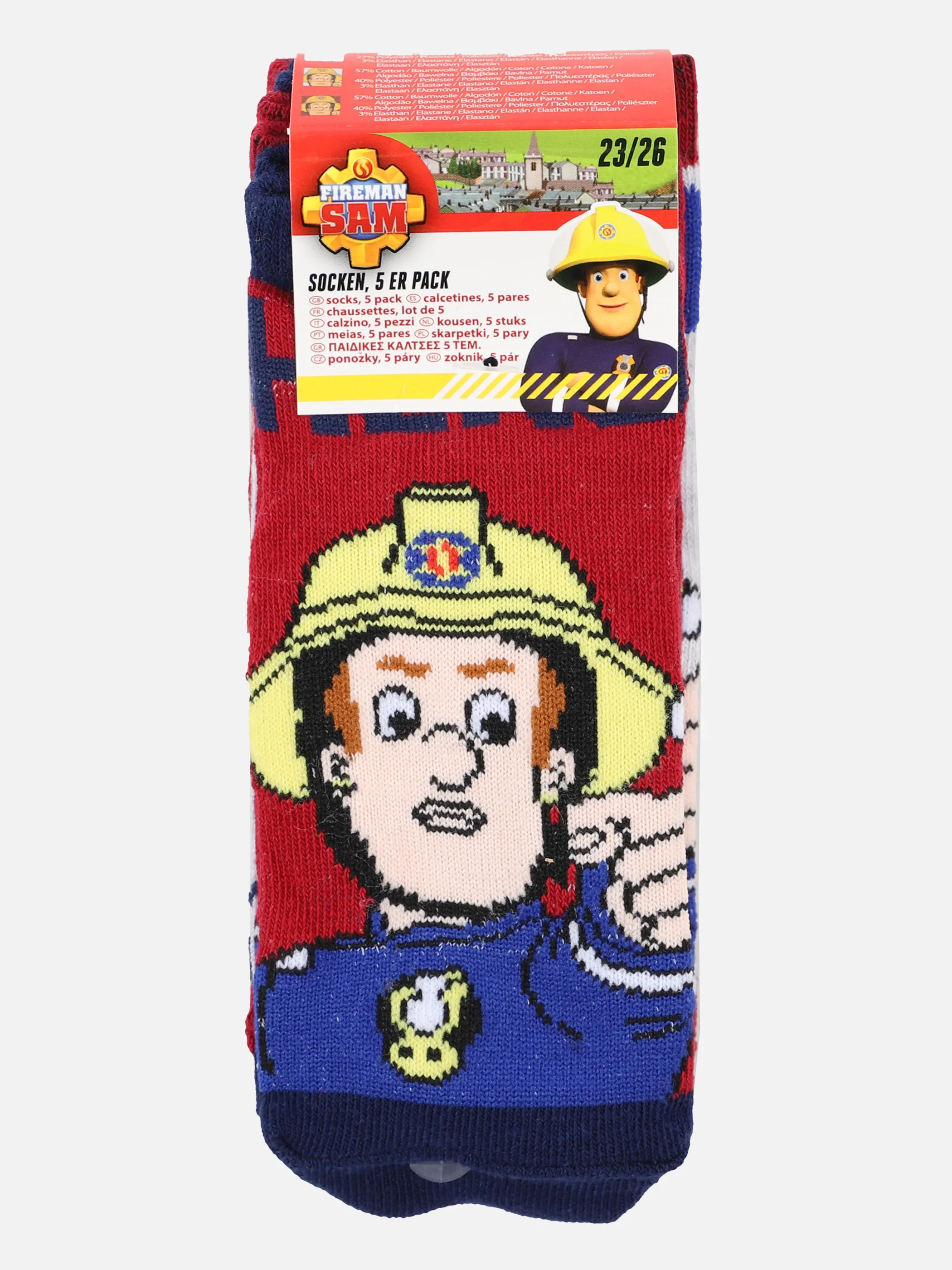 Jungen Socken im 5er Pack mit Feuerwehr Sam Motiven