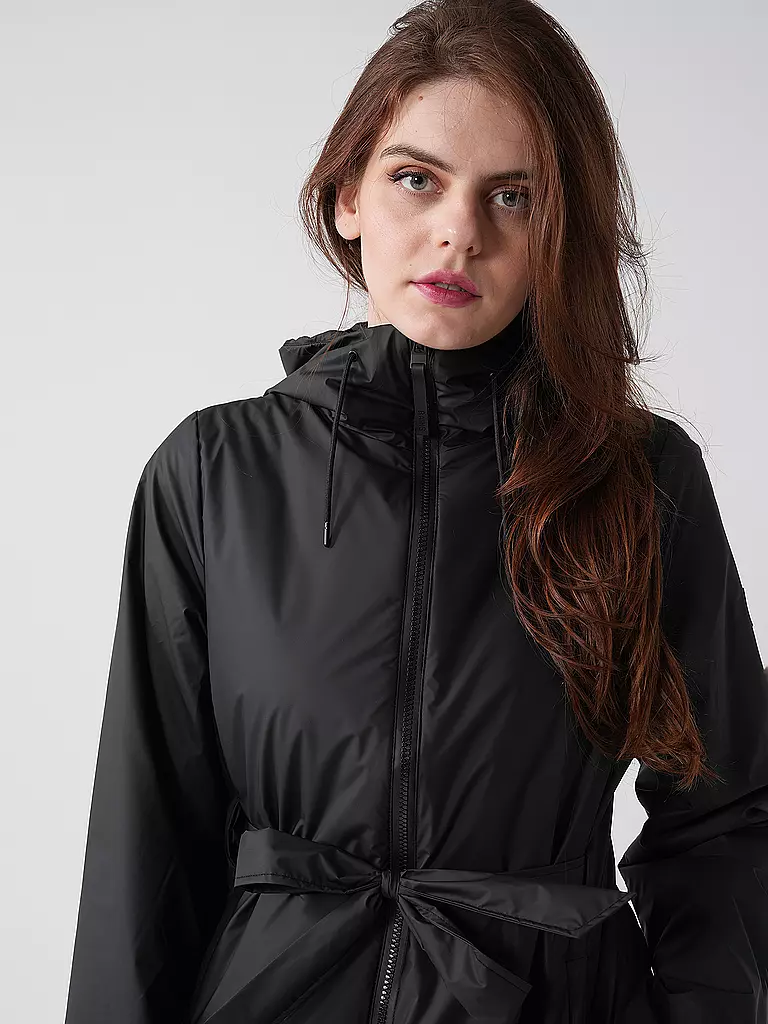 RAINS Regenjacke LOHJA LONG INSULTED CURVED JACKET  schwarz
