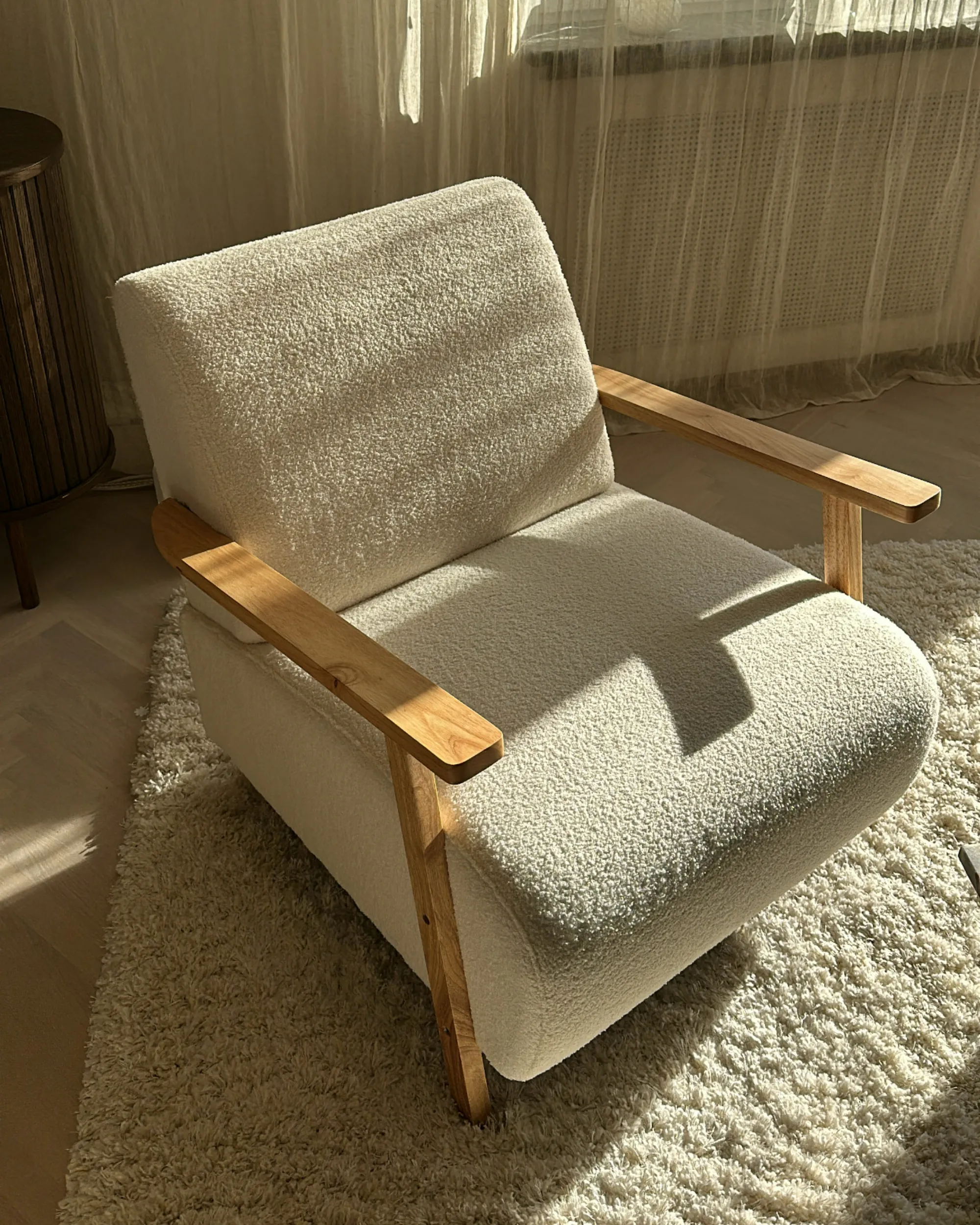 Fauteuil LESJA Bouclé Lichtbeige