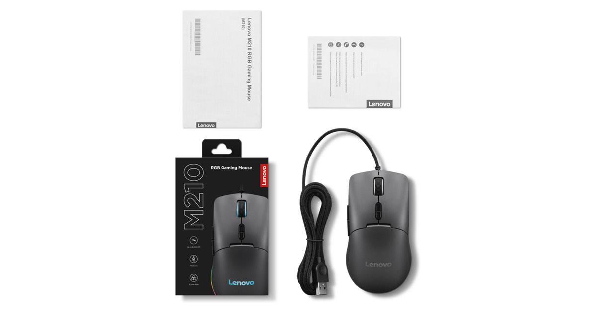 LenovoM210 RGB-gamingmuis  (Zwart, 8000 DPI, RGB)