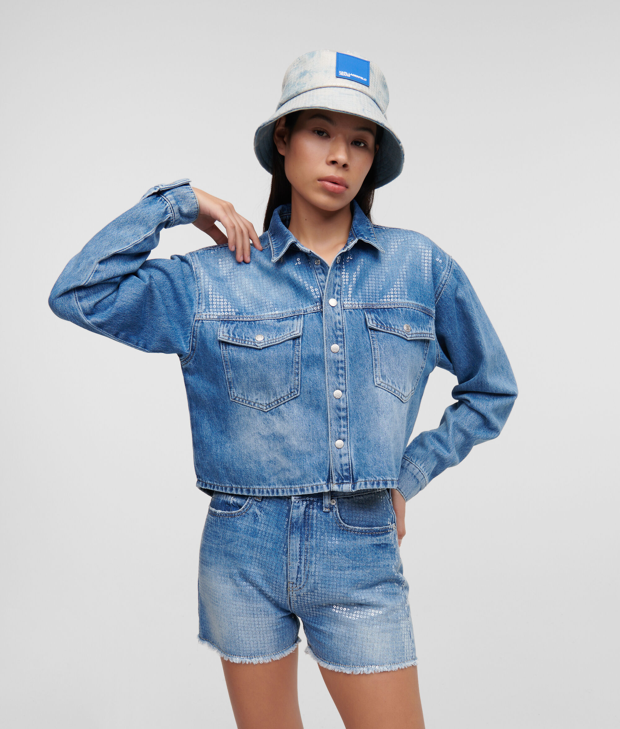 CHEMISE EN JEAN PAILLETTÉE OVERSIZE KLJ