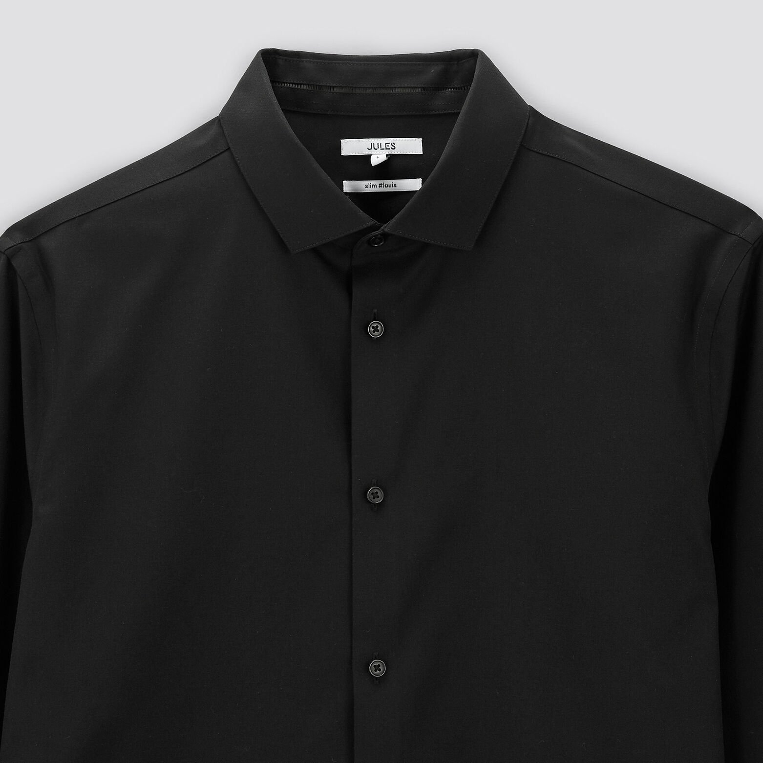 Chemise slim sans repassage unie coton Noir