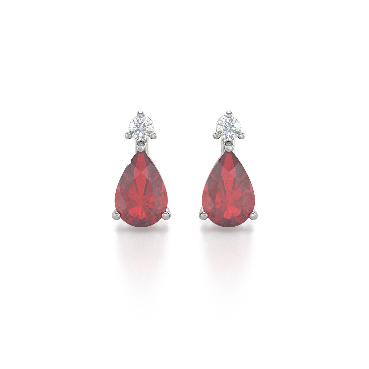Boucles d'oreilles ADEN Rubis et Diamants sur Argent 925 1.15grs