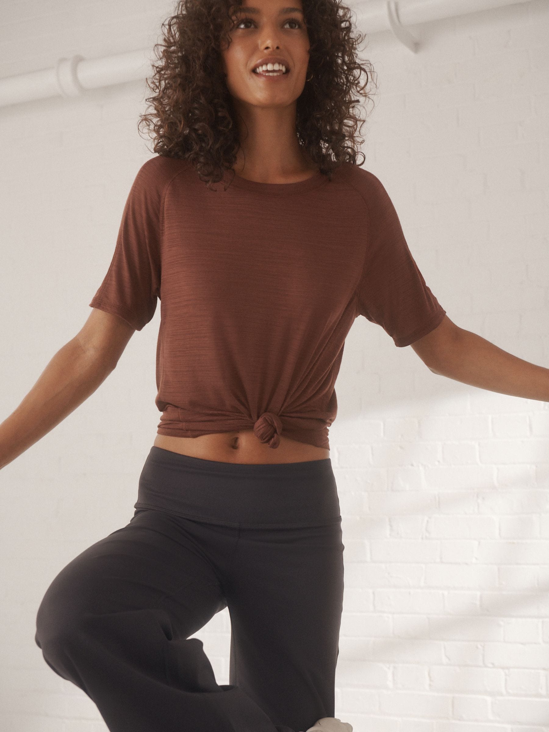 Roestbruin - Active Lichtgewicht T-shirt met ronde hals en korte mouwen