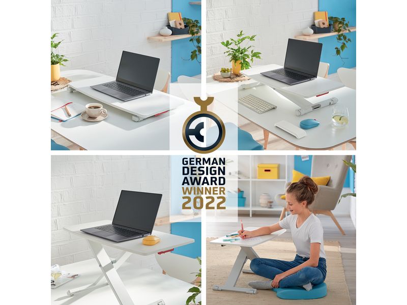 Leitz Ergo Cosy Höhenverstellbarer Schreibtischaufsatz Leitz Ergo Cosy Höhenverstellbarer Sitz-/Steh-Schreibtischaufsatz mit ausziehbarer Tastaturablage