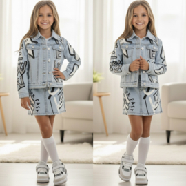 Wow denim set - wit