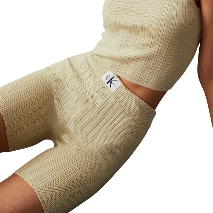 Calvin Klein Woven Label Ribbed Biker Short Dames