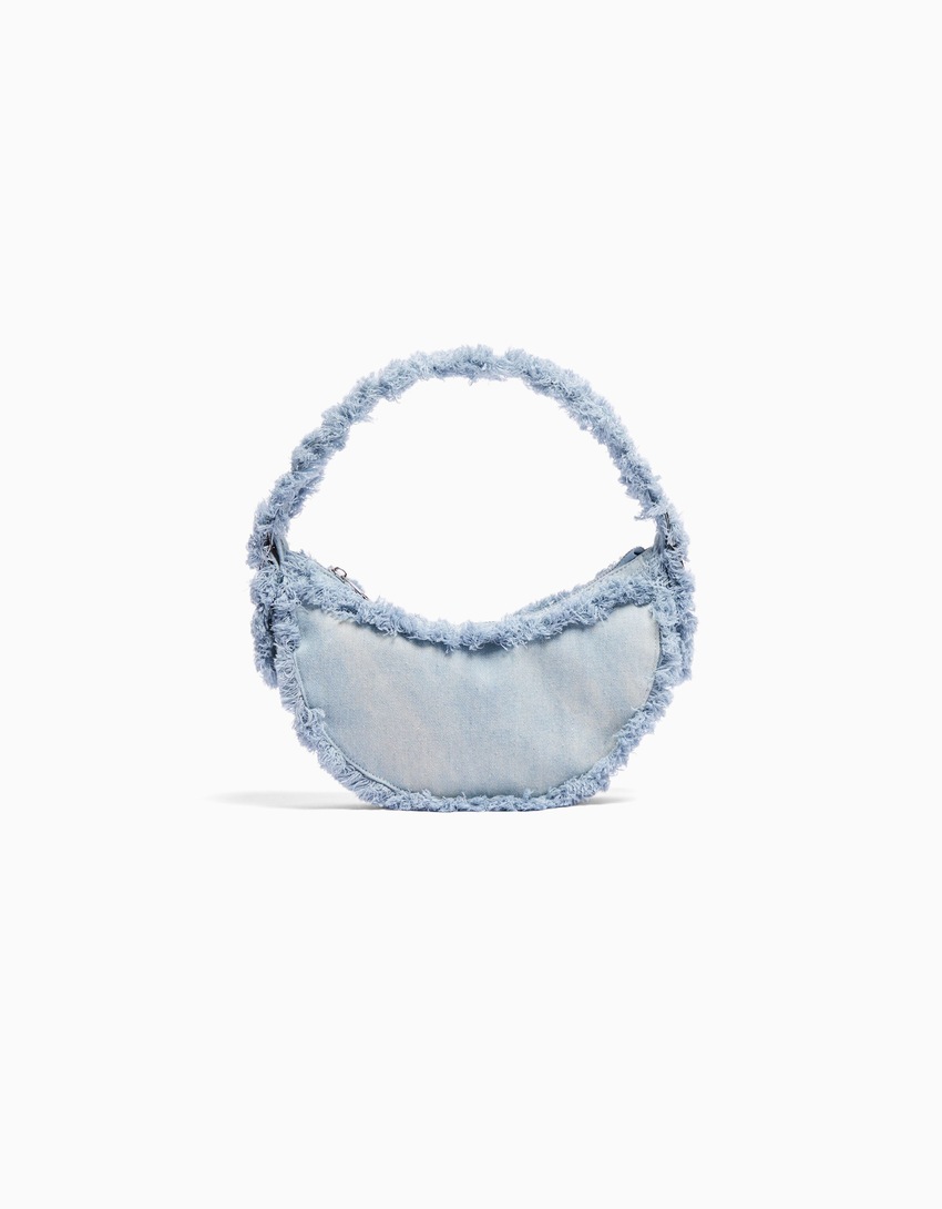 Bolsa de ombro em jeans com franjas