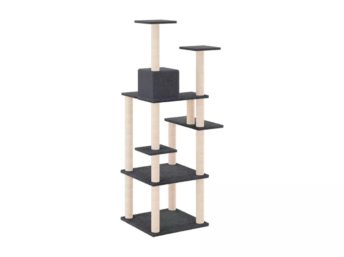 Arbre à chat avec griffoirs en sisal Gris foncé 153 cm