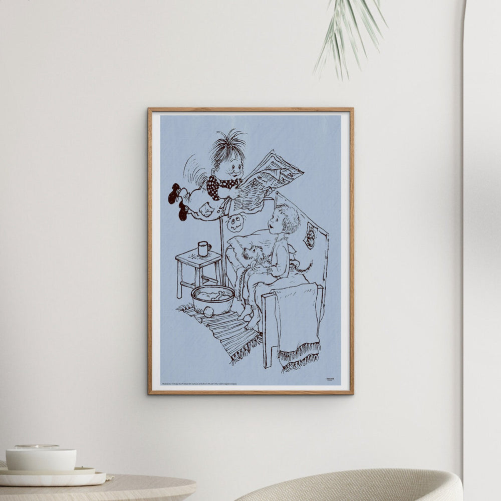 Køb Poster & Frame Astrid Lindgren - Newspaper - Karlsson On The Roof