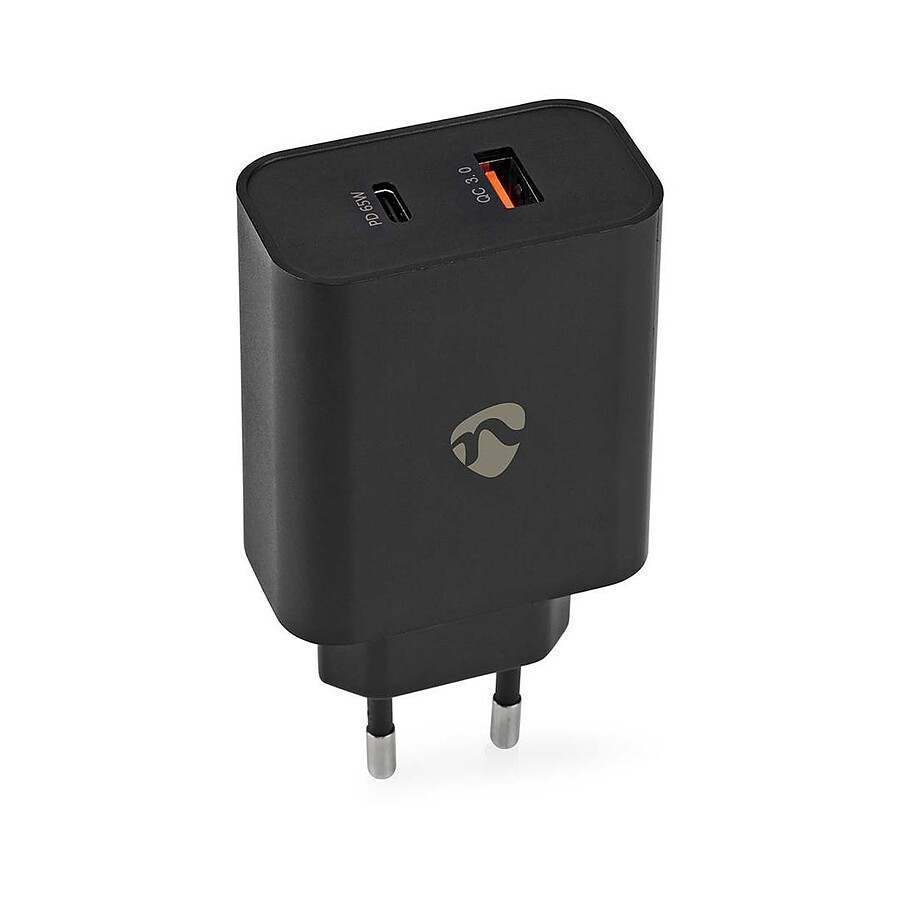 Nedis Chargeur mural USB-C 65W + Quick Charge 3.0 USB-A Noir
