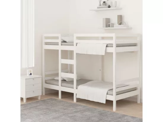 Lit superposé Blanc 75x190 cm Bois de pin massif