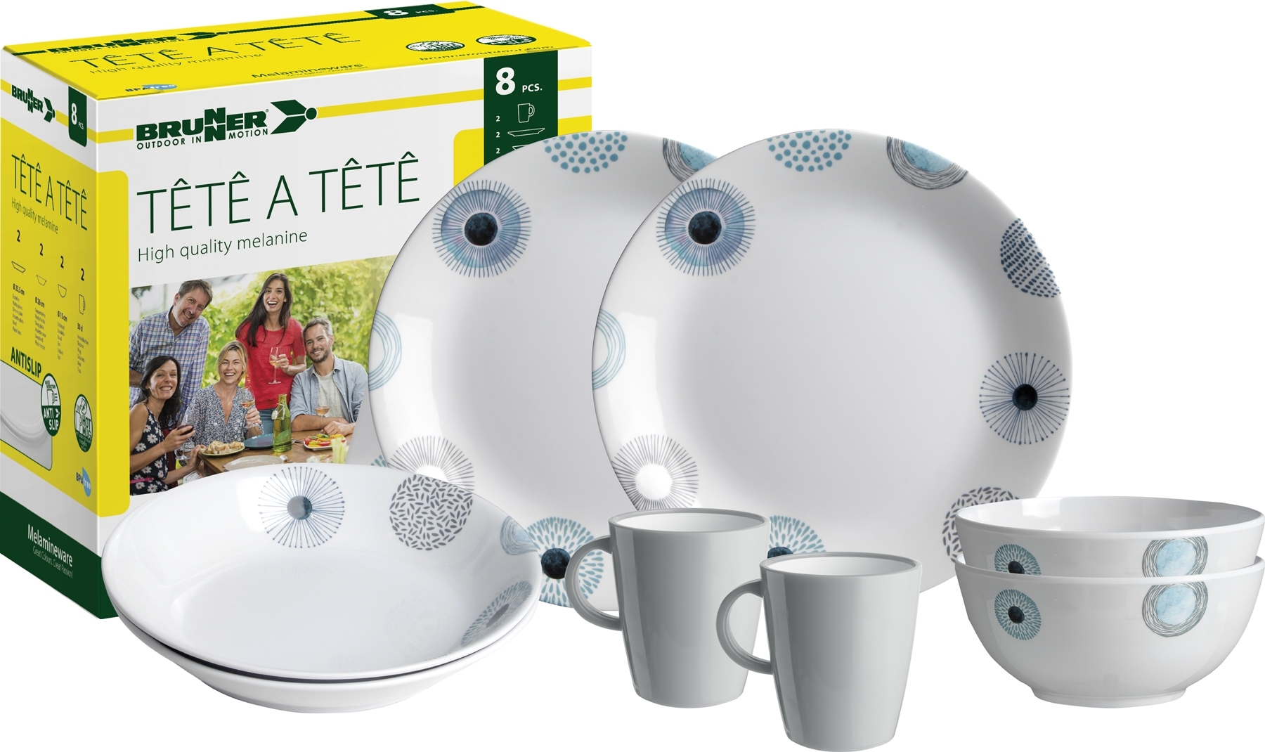 Brunner Tete-a-Tete Geschirr-Set 8-tlg. deep sea für 2 Personen