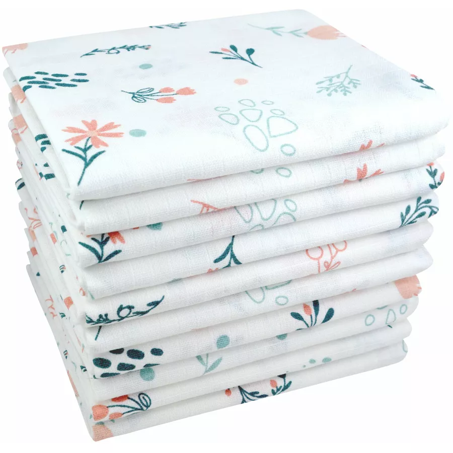 M.M.C. Mullwindel 10 PACK Natur Motive 80x70 cm Mulltücher 10 Blumen