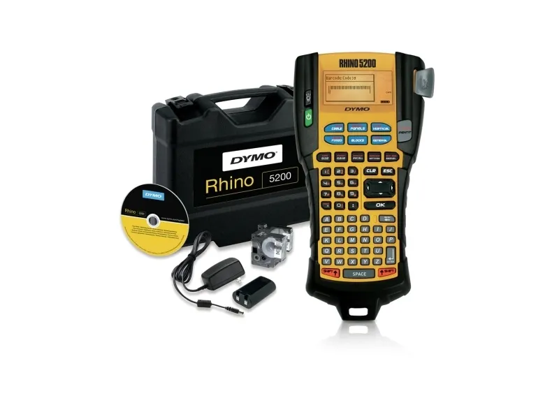 DYMO Rhino 5200 - Hard Case Kit - etikettemaskine - S/H - Rulle (1,9 cm) - skærer - gul