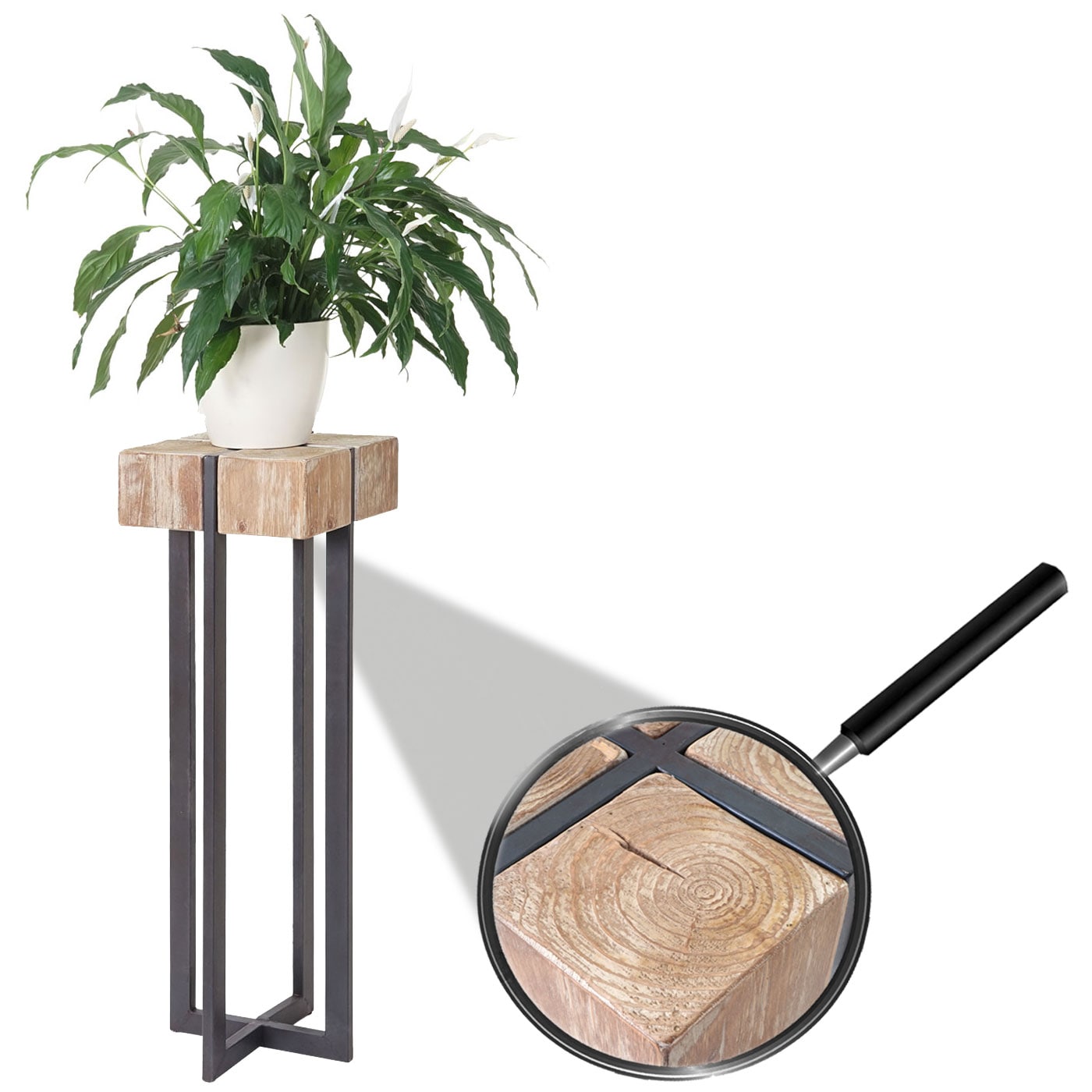 Blumentisch MCW-A15, Beistelltisch Tisch Blumensäule, Tanne Holz rustikal massiv MVG-zertifiziert 100x32x32cm