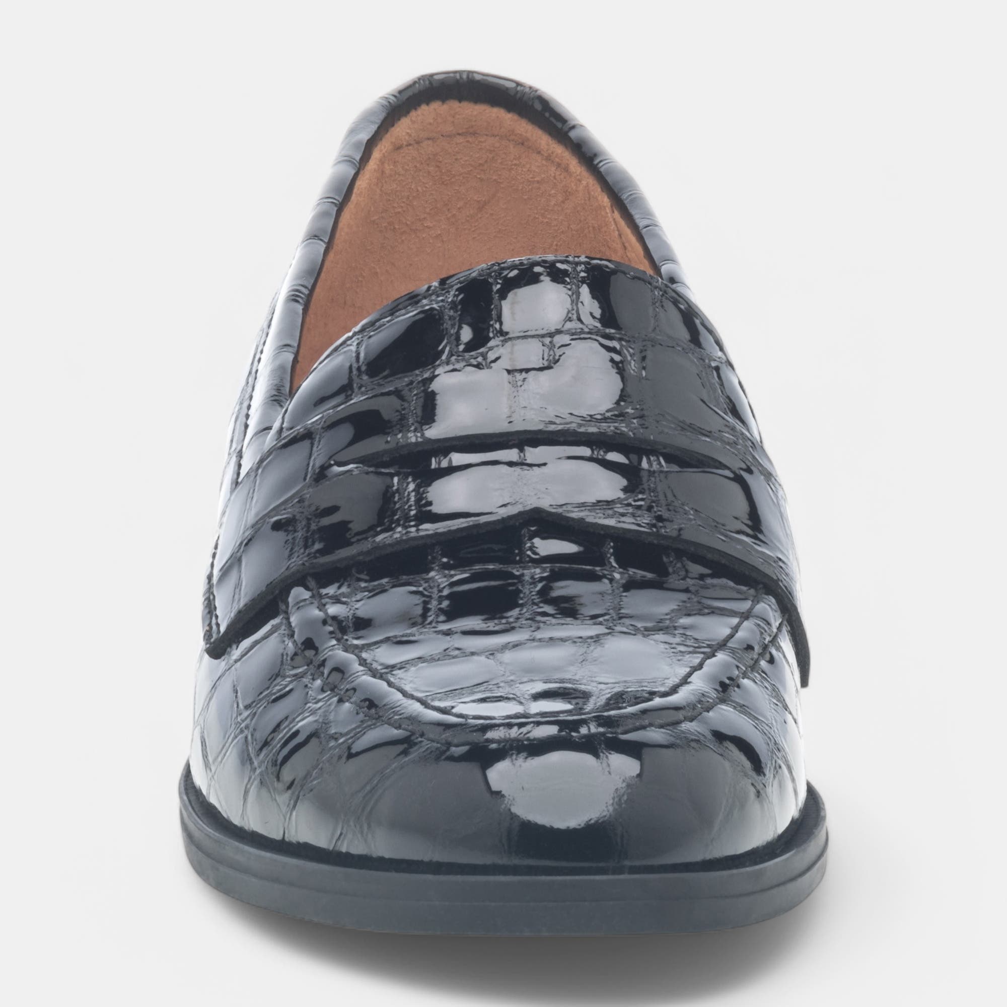 Mocassins Femme en cuir noir vernis
