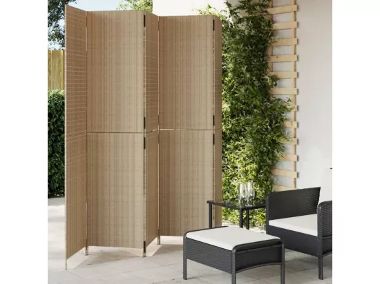 Cloison de séparation 5 panneaux beige résine tressée