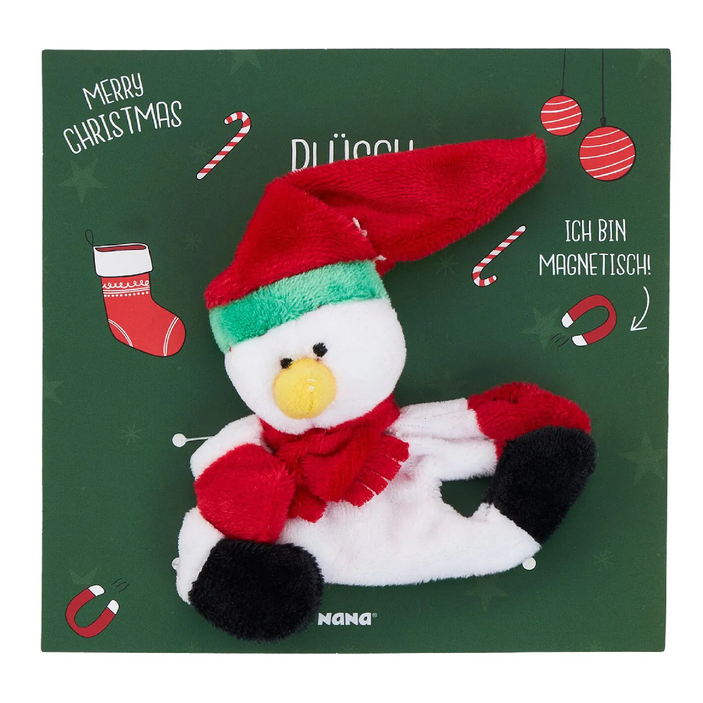 Plüschmagnet Xmas, Schneemann, 9 cm