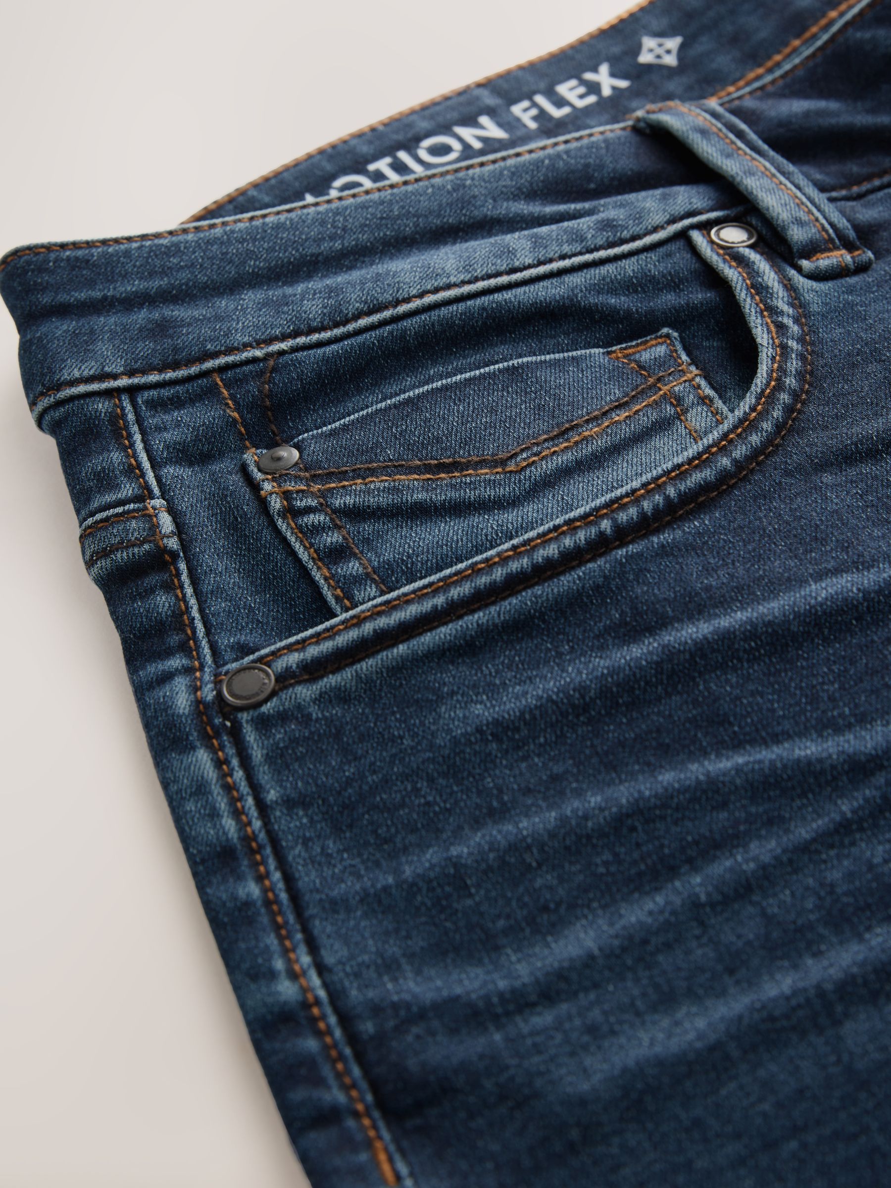 Blauw - Standaard toelopende pasvorm - Motionflex jeans