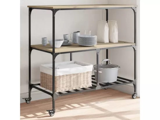 Chariot de cuisine chêne sonoma 100x50x95 cm bois d'ingénierie