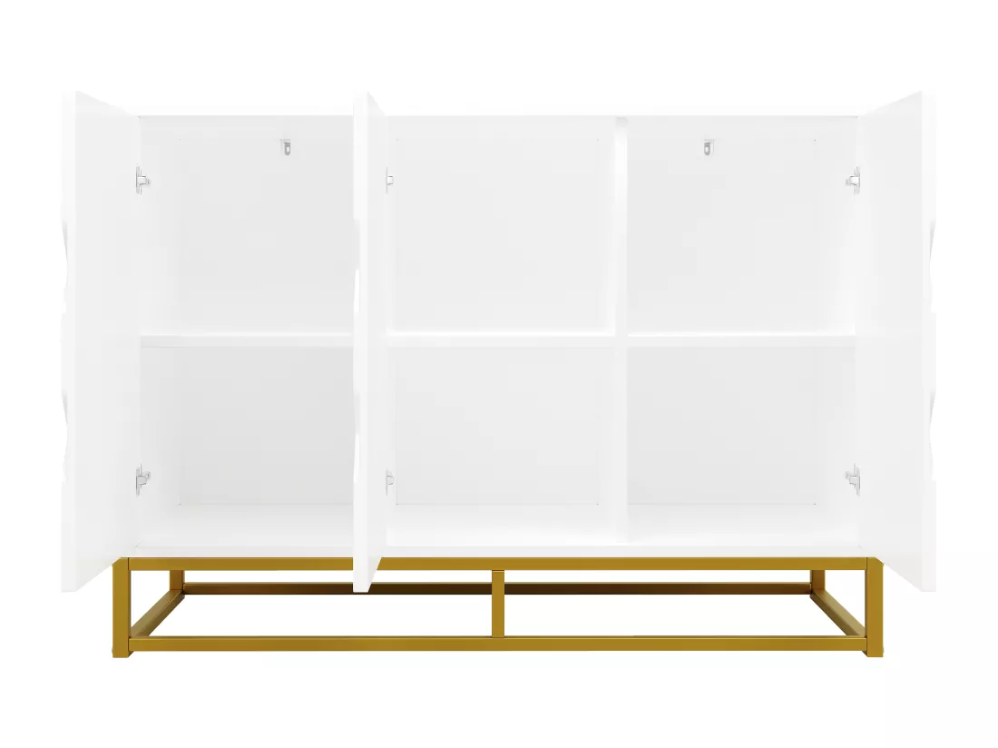 Buffet moderne 120×40×85 cm - 3 portes avec étagères réglables - Blanc