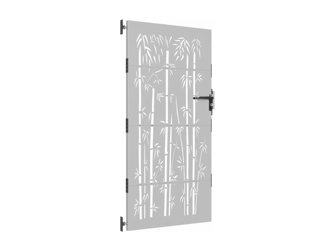Portail de jardin 85x175 cm acier corten design de bambou