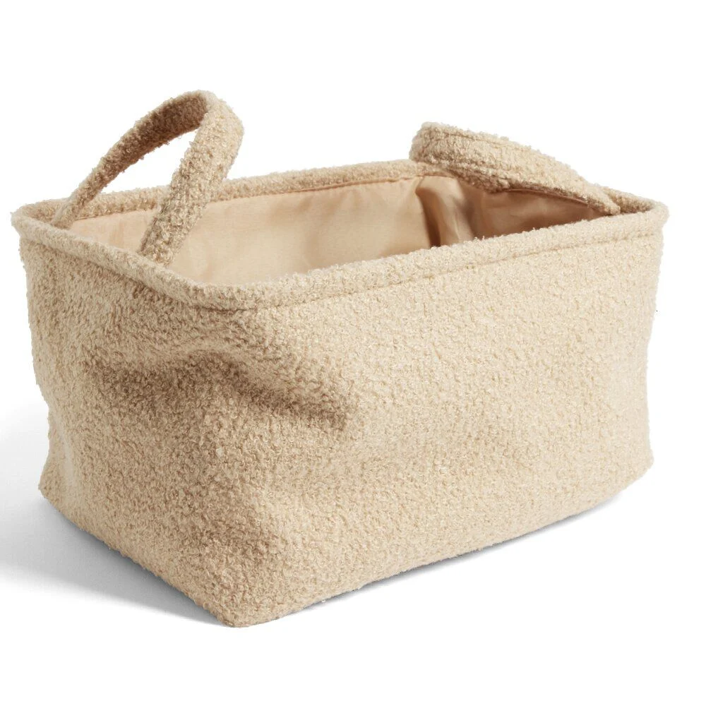 Panière laine bouclée beige 36x26xH20cm