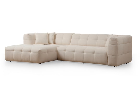 CONCEPT1 - Canapé tissu Cady 3 places angle gauche beige 300 x 100 x h72