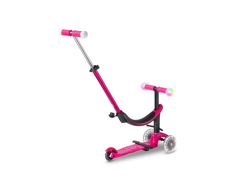 Micro Mobility Kickboard Mini2Grow Deluxe Magic LED, Pink All-in-one Scooter für die ersten Lebensjahre