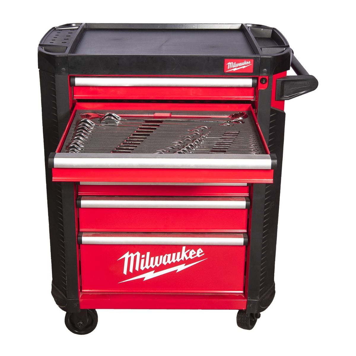 Milwaukee TOOLGUARD™ Gevulde stalen gereedschapswagen rood 78cm EU standaard uitvoering 206-delig - 4932498185