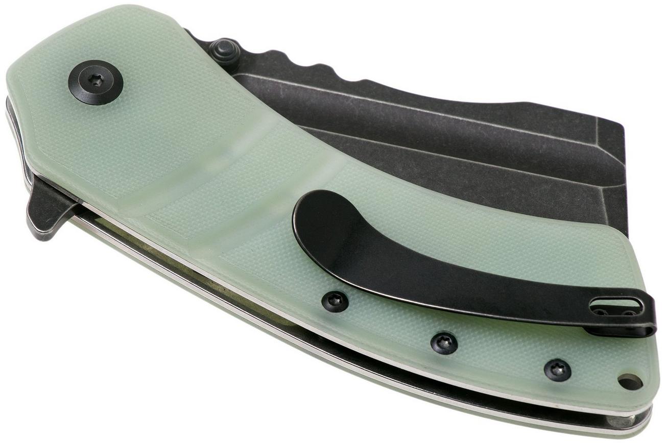 Kansept XL Korvid T1030A3 Blackwashed, Natural G10 zakmes, Justin Koch design