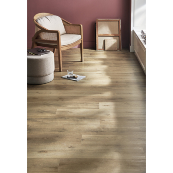 Click PVC Basic rechte stroken warmbruin eiken houtlook