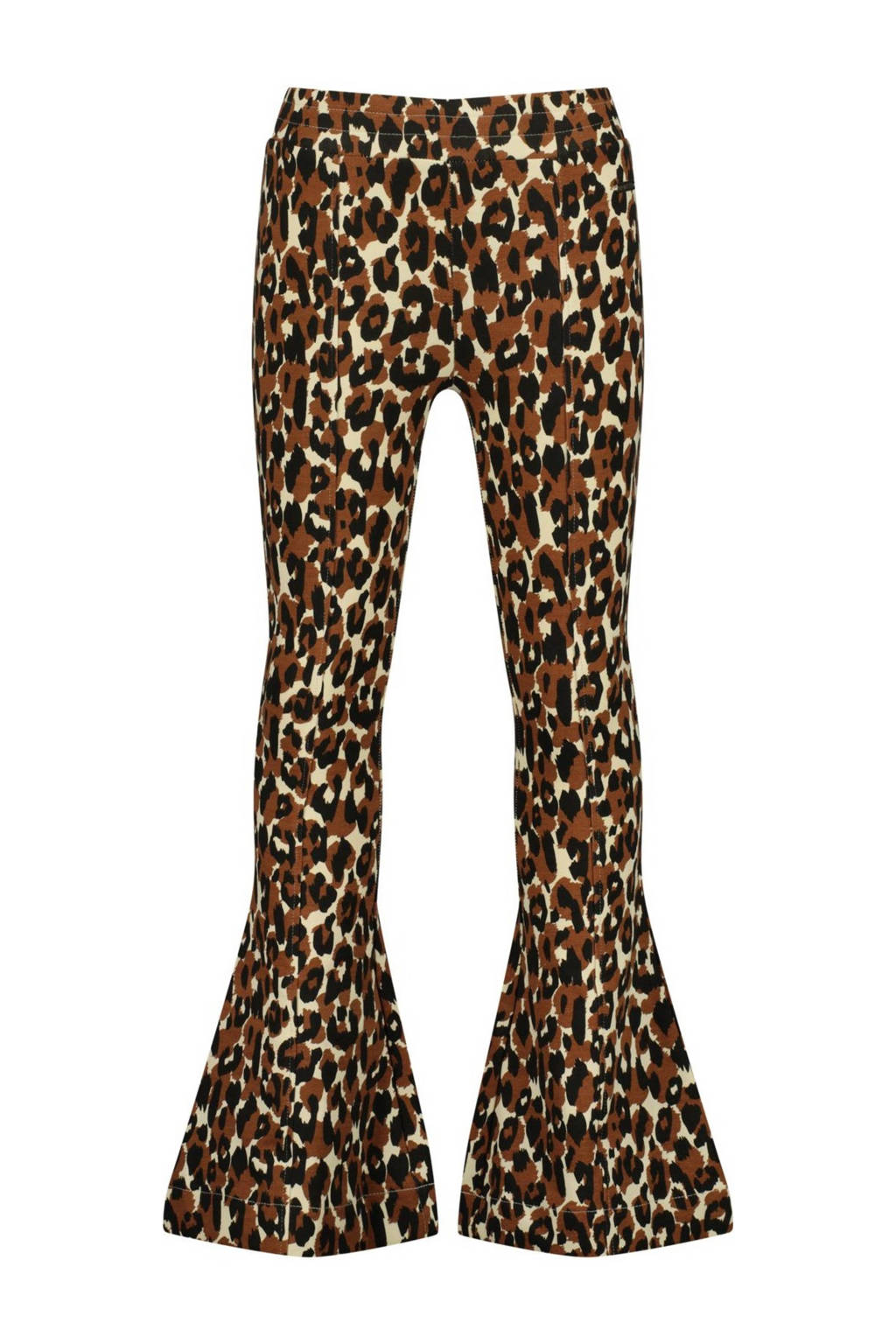 Raizzed flared broek Tine met all over print beige/bruin